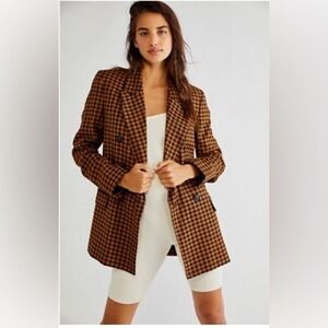 Free People Ashby Checkered Women's Blazer size XL